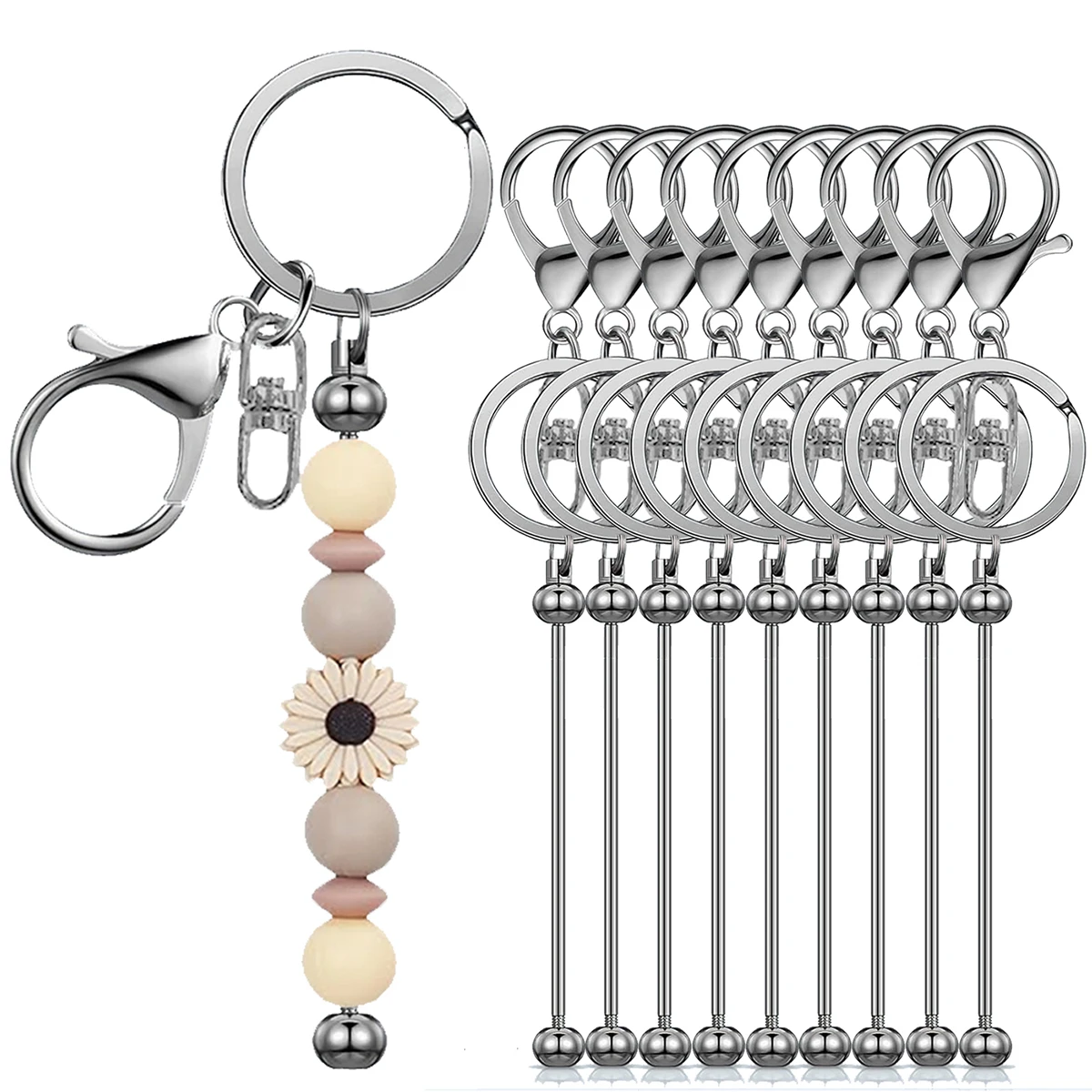 4/9/16 Stück Metall-Perlen-Schlüsselanhänger, Rohlinge für Perlen, Anhänger, Schmuck, Charms, DIY, Basteln, Schlüsselanhänger, Herstellung, Valentinstagsgeschenk