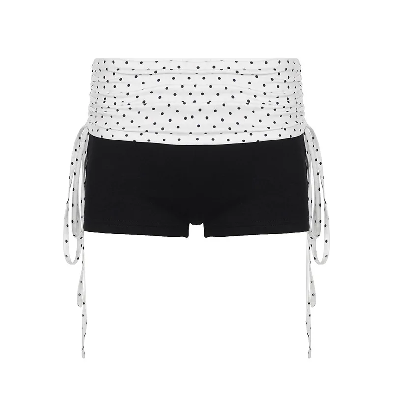 new fashion polka dot strap contrasting color casual street style sexy shorts