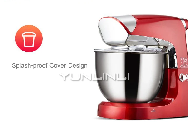 Mesin pengaduk adonan 5L otomatis penuh, Mixer adonan rumah tangga 1000W, Mixer makanan multifungsi