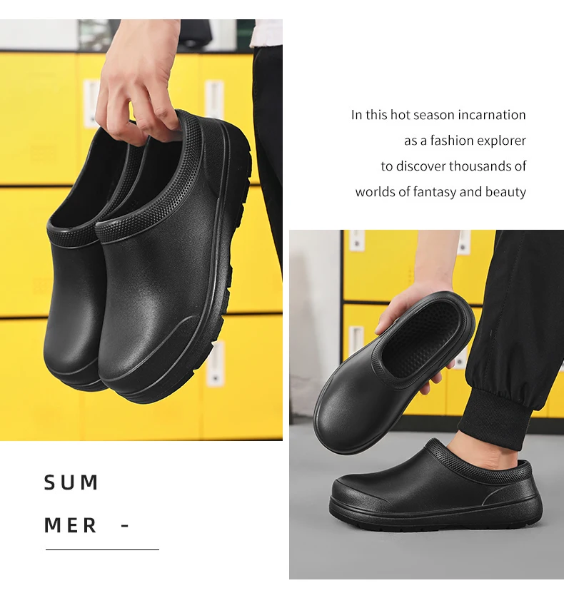 Herren-Hausschuhe, Garten-Clogs für Paare, rutschfeste Damen-Wasserdichte Kochschuhe, bequeme Sandalen für Tierarbeiter, Outdoor-Angelschuhe – Detail 10