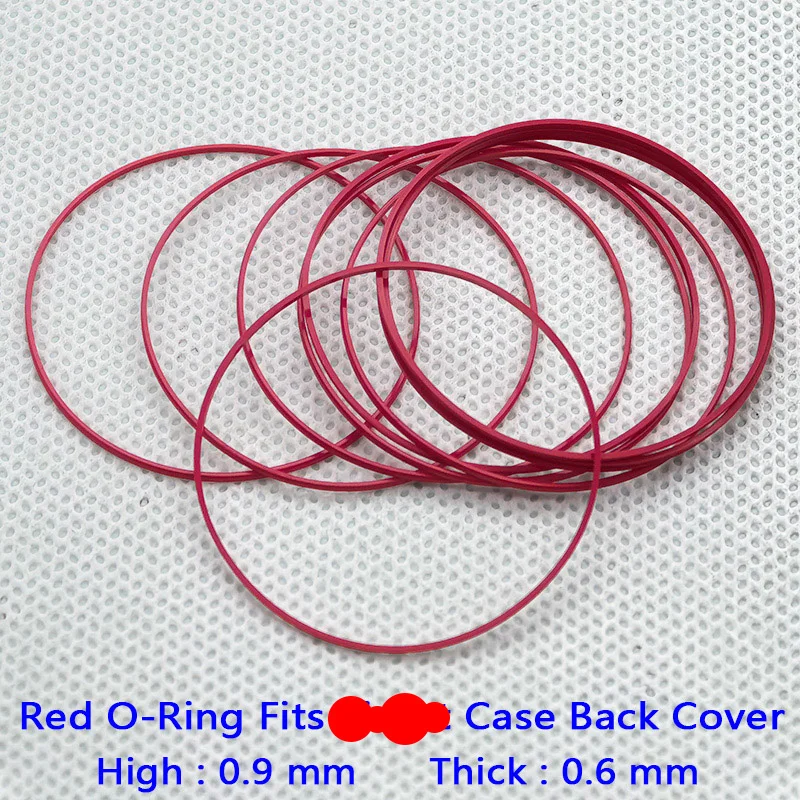 2/5 PCS Red Gasket O-Ring Dia 25-40MM Waterproof Gasket Fit For Men Watch Case Back Cover T035 Couturier 1853 Case Ring Parts