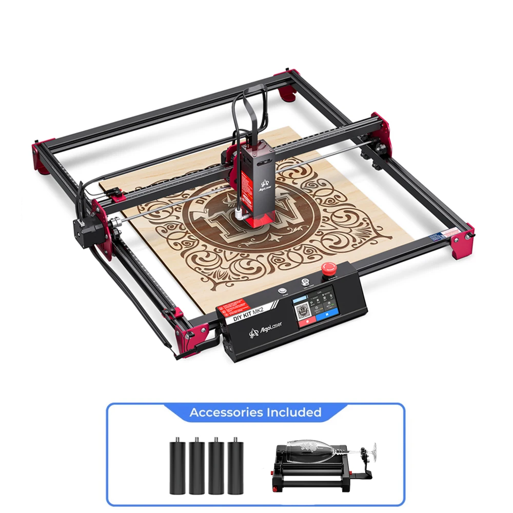 AlgoLaser DIY KIT MK2 10W Lasergraveermachine met luchtassistentie-spuitmond, hoge precisie lasergraveer- en snijmachine voor doe-het-zelf houtlogo's