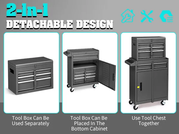 Rolling Tool Chest with Drawers Tool Organization Box Storage Cabinet for Garage