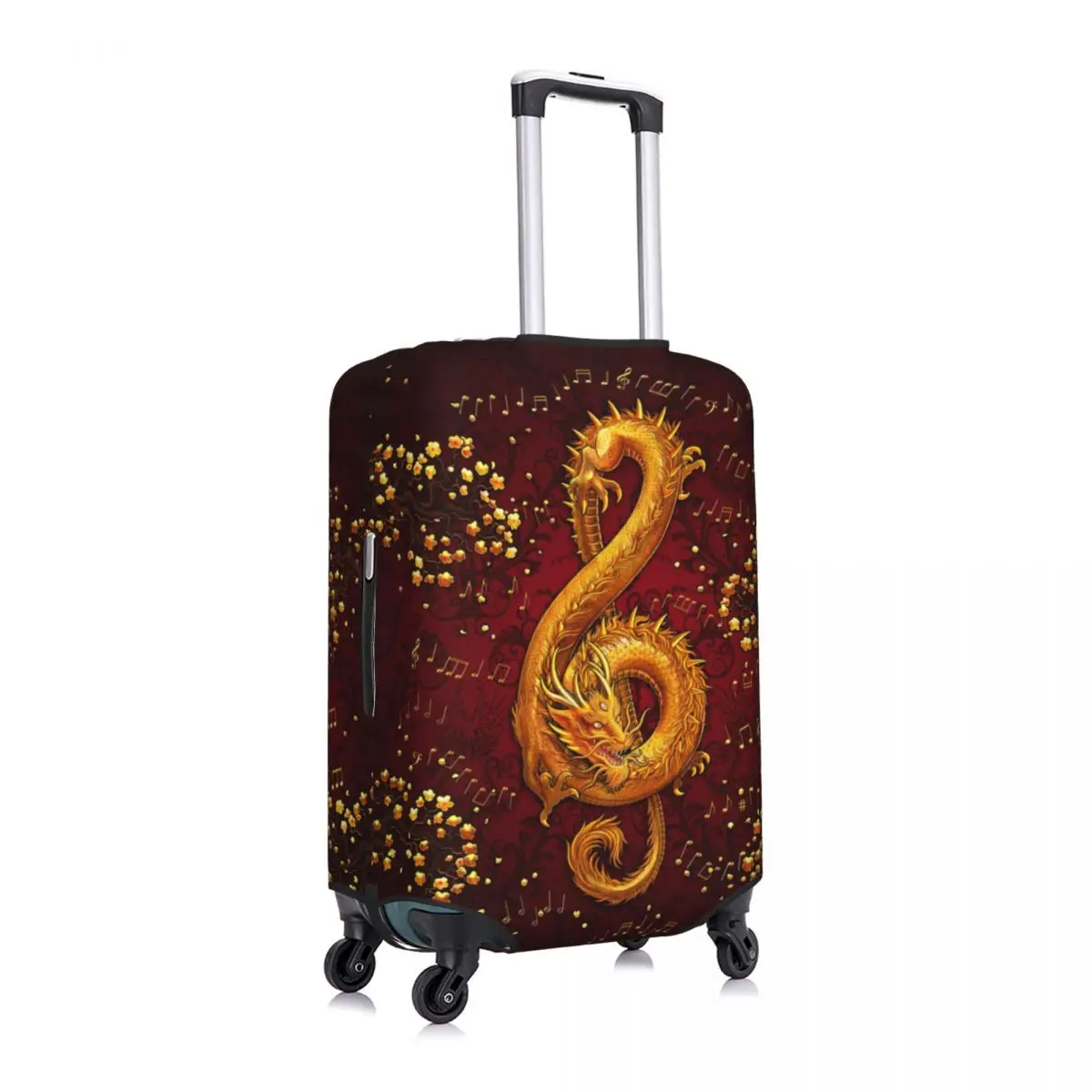 Custom Treble Clef Music Dragon Luggage Cover Protector Fashion Travel Suitcase Protective Cover for 18-32 Inch