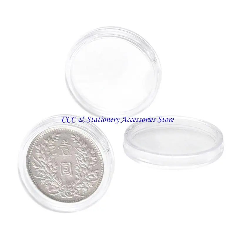 Q1JC 10PCS 25mmコインホルダーラウンドアクリルコイン用ケース用のオーガナイザーボックスコインnfcタグカードコレクション用防水