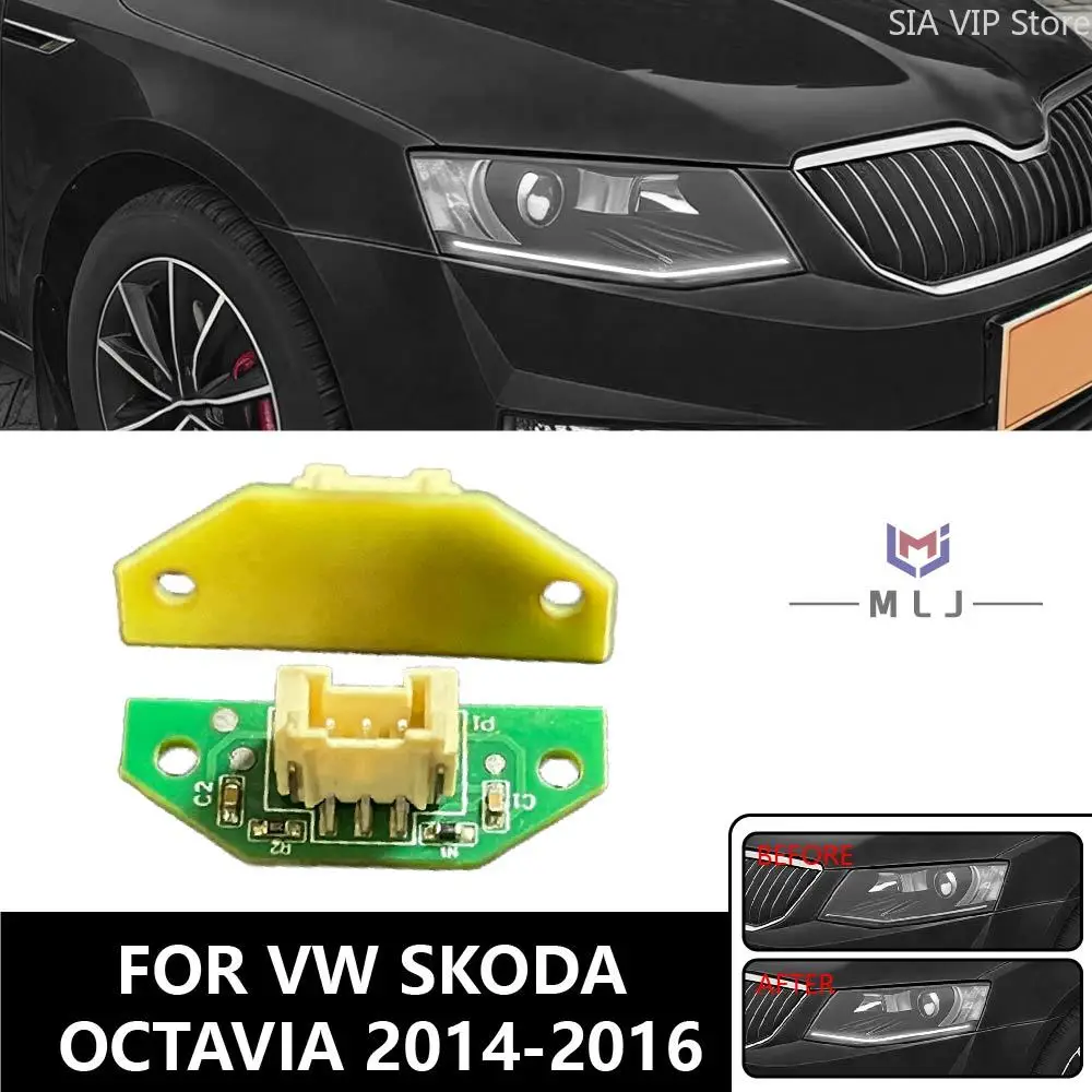 For 2014 2015 2016 Volkswagen Skoda Octavia LED Headlight White DRL Chip Daytime Running Light Board Module Chip Car Accessories