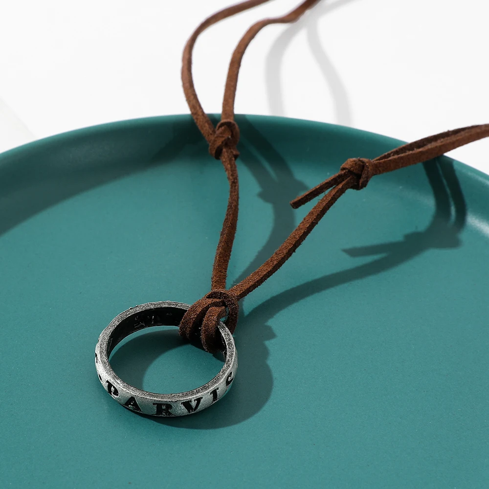 Game Anime Leather Chain Ring Necklace Character Nathan Drake Cosplay Vintage Personality Pendant for Jewelry accessories view 5