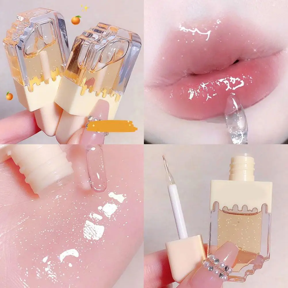 Lovely Popsicle Lipgloss Colorless Glitter Lipgloss Glass Moisturizing Crystal Glaze Lipstick Jelly Lip Oil Makeup Lipgloss Y2L5