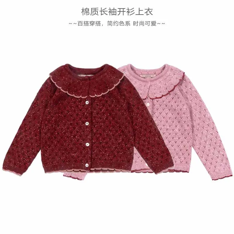 

Kids Sweaters 2025 New Winter Girls Cute Knit Cardigan Baby Child Cotton Outwear Tops Clothing