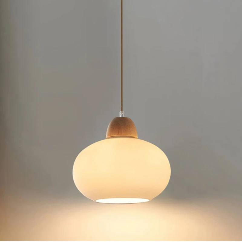 French Cream Restaurant Long Glass Chandelier Nordic Pendant Lamp Bedroom Bedside Single Persimmon Chandelier