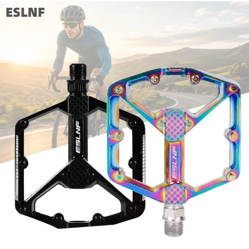 ESLNF Fahrradpedale aus Aluminiumlegierung, ultraleicht, verbreitert, rutschfest, mit Kugellager, für MTB und Rennrad, DU-Pedale, Fahrradzubehör