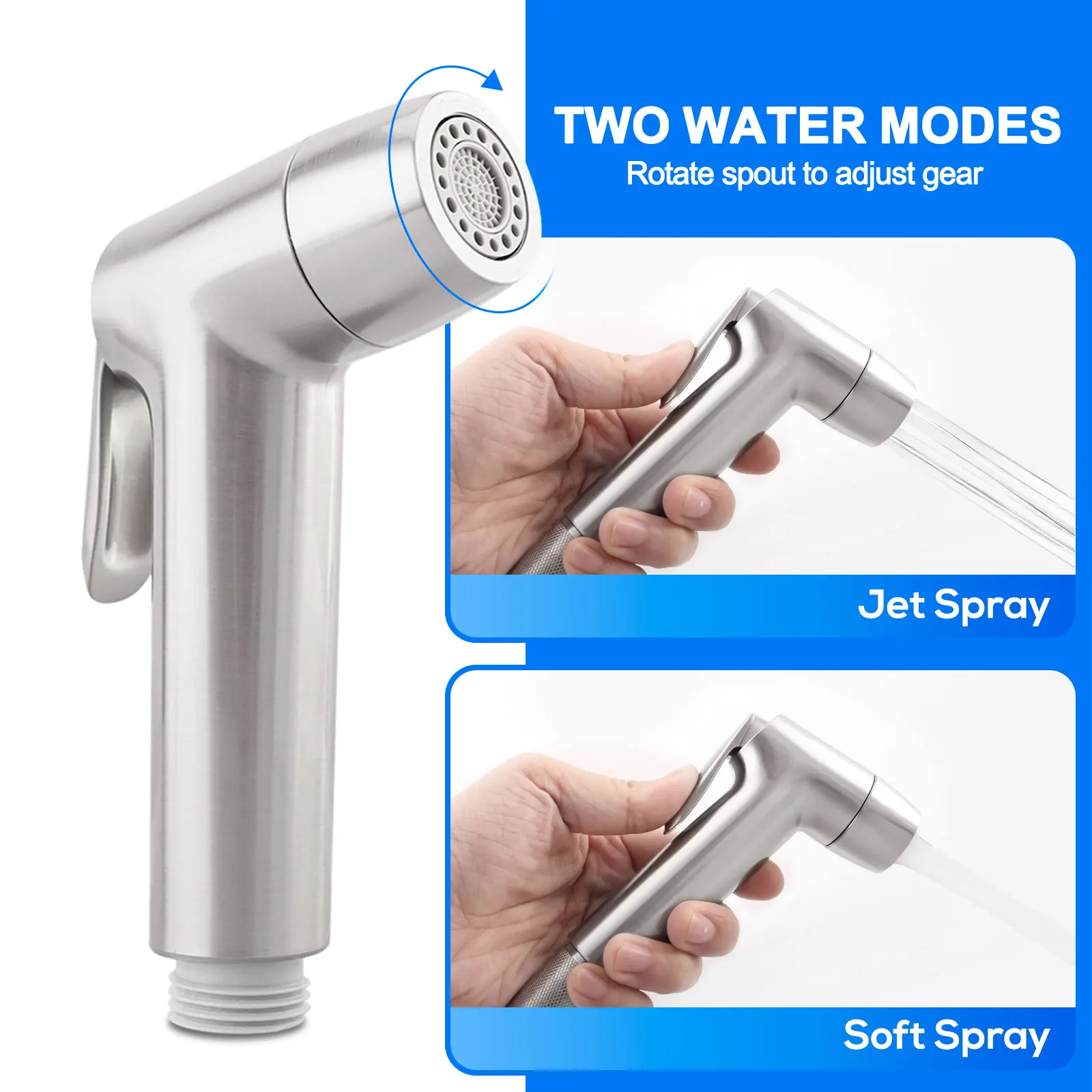 Toilet Bidet Spray Gun Two Functions ABS Plastic Chrome/Black/Brushed Nickel Bidet Shattaf Spray Toilet Shower Single Head view 4