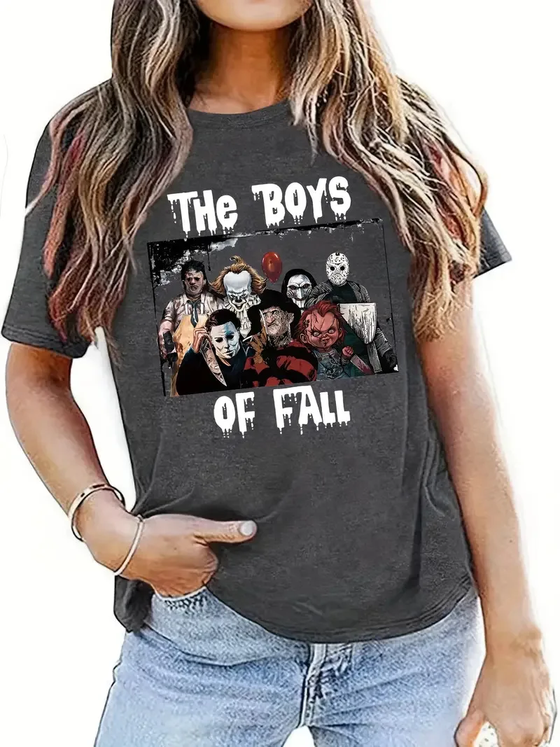 

Fashion Women's Men's T-Shirt Halloween Print T-Shirt Casual Round Neck Short Sleeve Plus Size T-Shirt Unisex