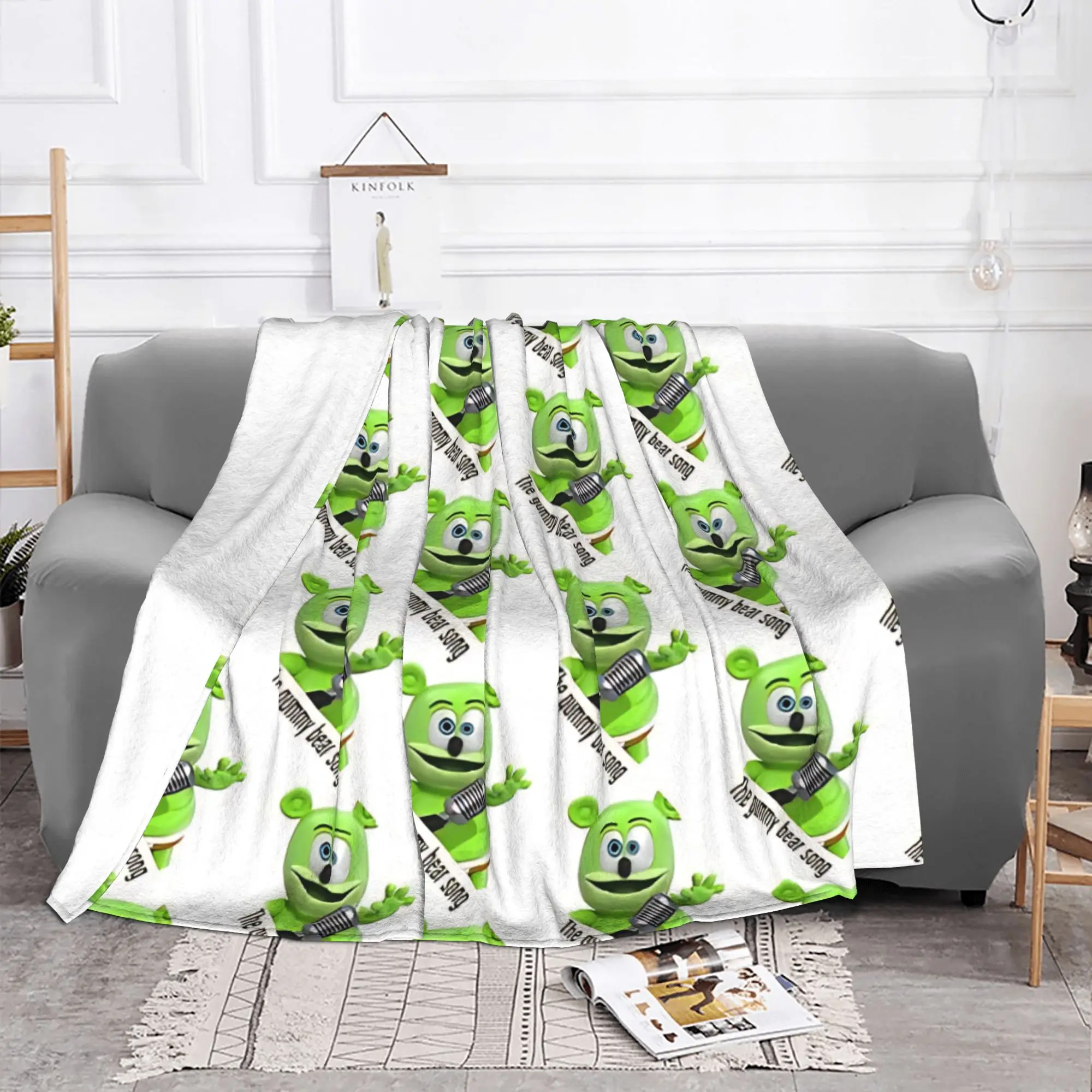 1PC Retro Jelly Sweet Character  Gummy Bear Home Room Decorations Winter Blankets For Adults Bedding Home Interior Sofa Knee
