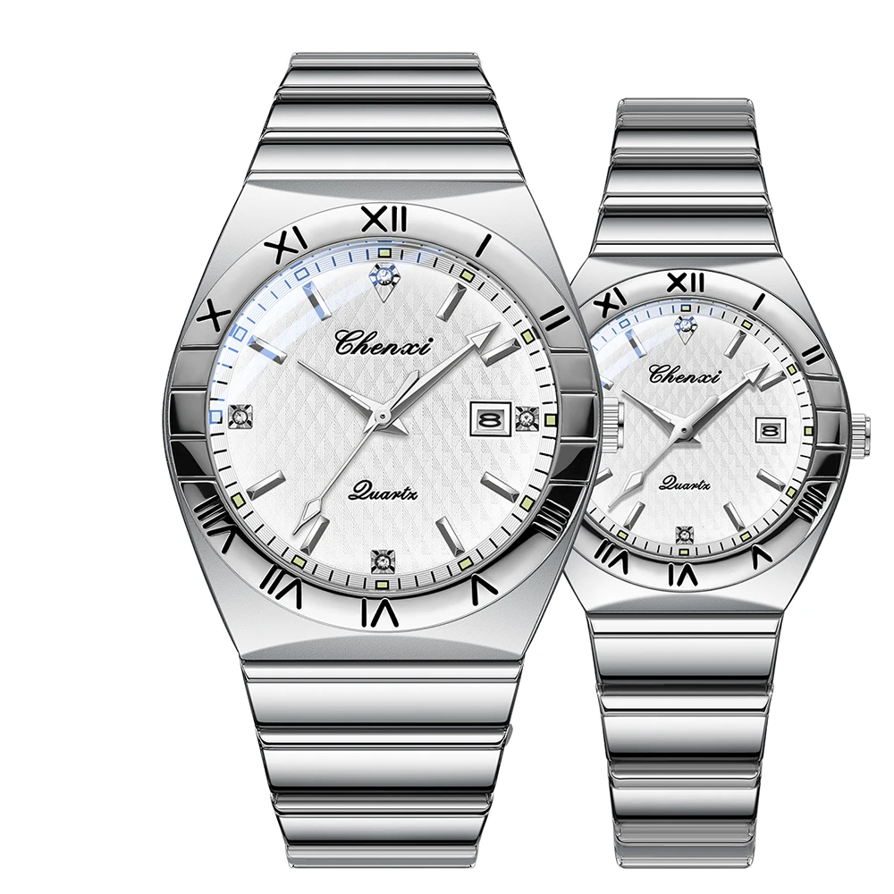 Couple Watch Women And Men Fashion Luxury Diamond Dial Date Original Watches Set Lover Gift Calendar Quartz Wristwatch