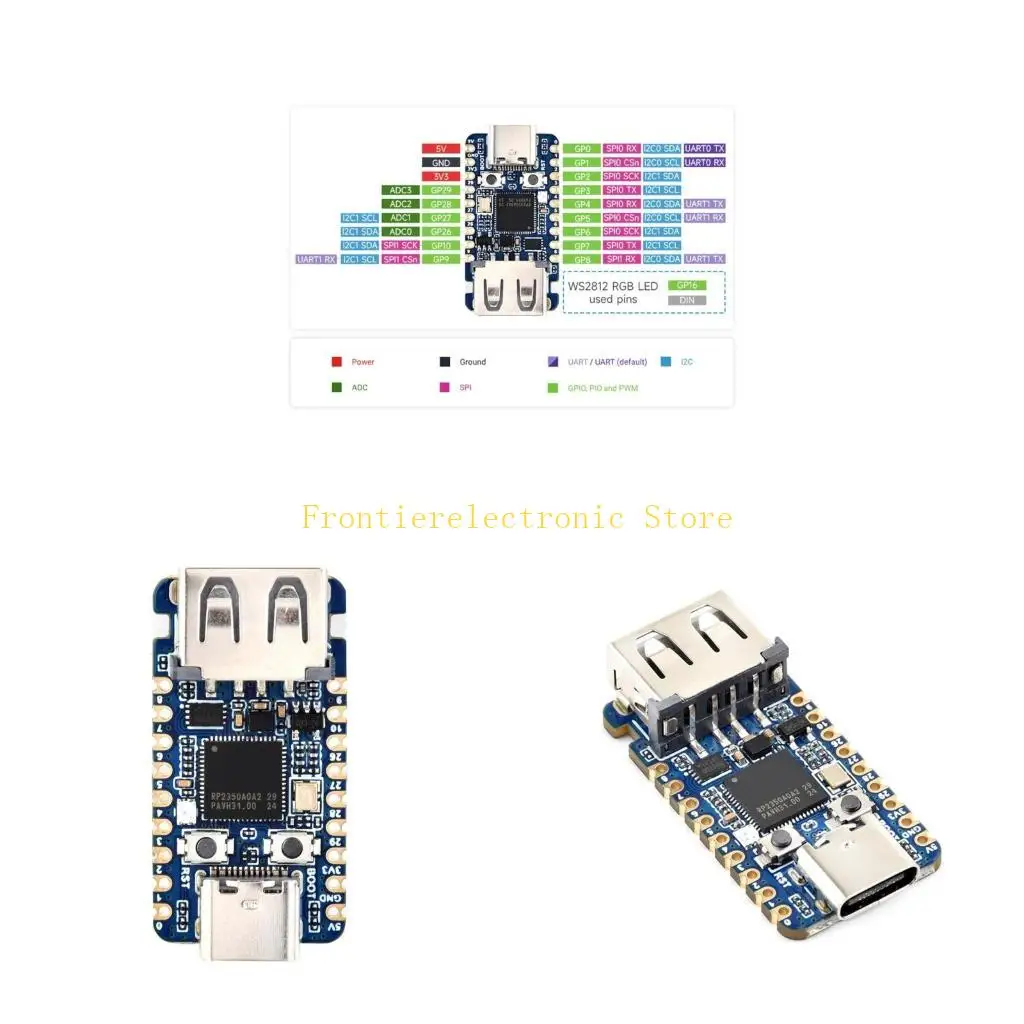 

G8DB RP2350A USB Development Board For RPi Compatible Double cored Arm M33 and Hazard3 RISC V Processors