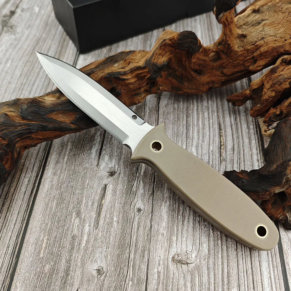 FB47GP Outdoor Straight Knife, Sharp D2 Blade and G10 Handle, Camping Adventure Survival EDC Fixed Blade Knife with Kydex Sheath