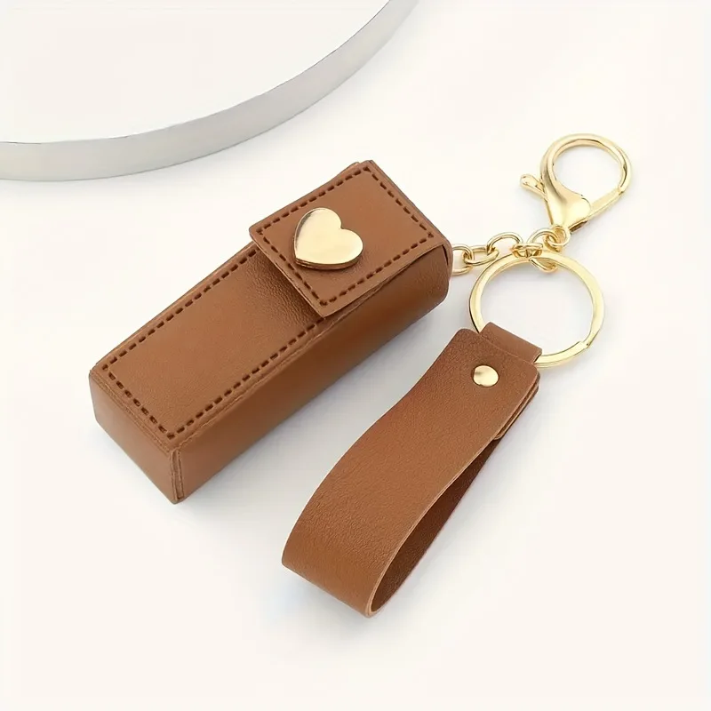 Love Lipstick Key Chain Pendant Thickened Leather Car Accessories Accessories Mini Storage Bag Gift Pendant