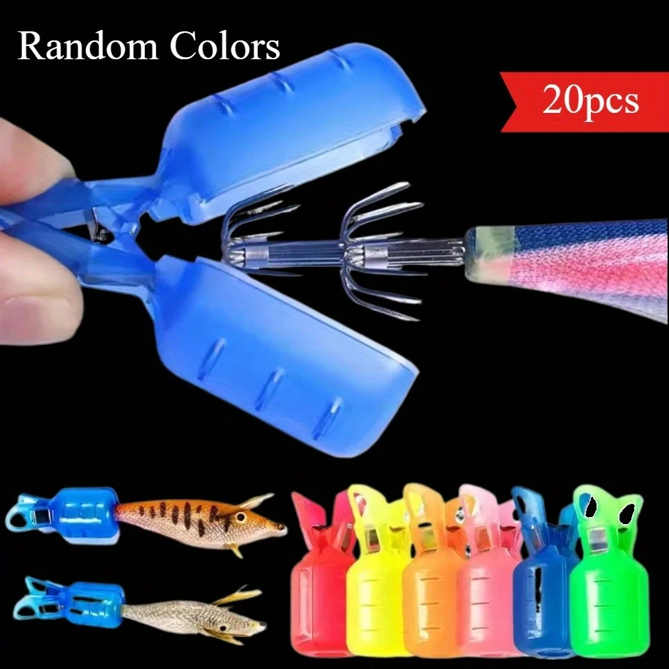 20pcs Squid Jig Hook Protector Safety Caps for Wood Shrimp Egi Lures Hook Covers Fishing Tackle Accessories Random Color