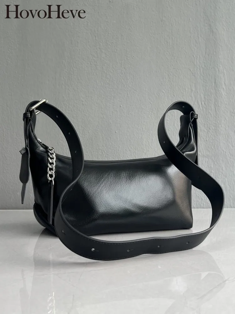 Concise Female Handmade Genuine Leather Crossbody Bags Versatile Ladies Zipper Handbag Solid Color Cowhide Single Shoulder Bag