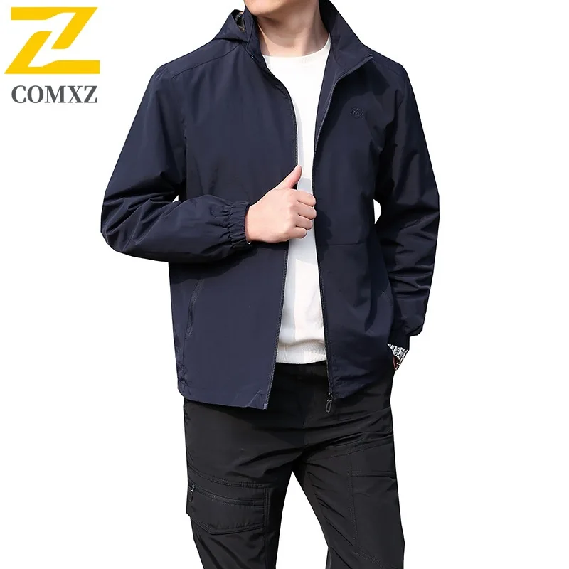 

COMXZ Business Casual Male Jacket New Light Luxury Outdoor Office Coat Fashion Classics Hooded Windproof Spring Autumn Jackets