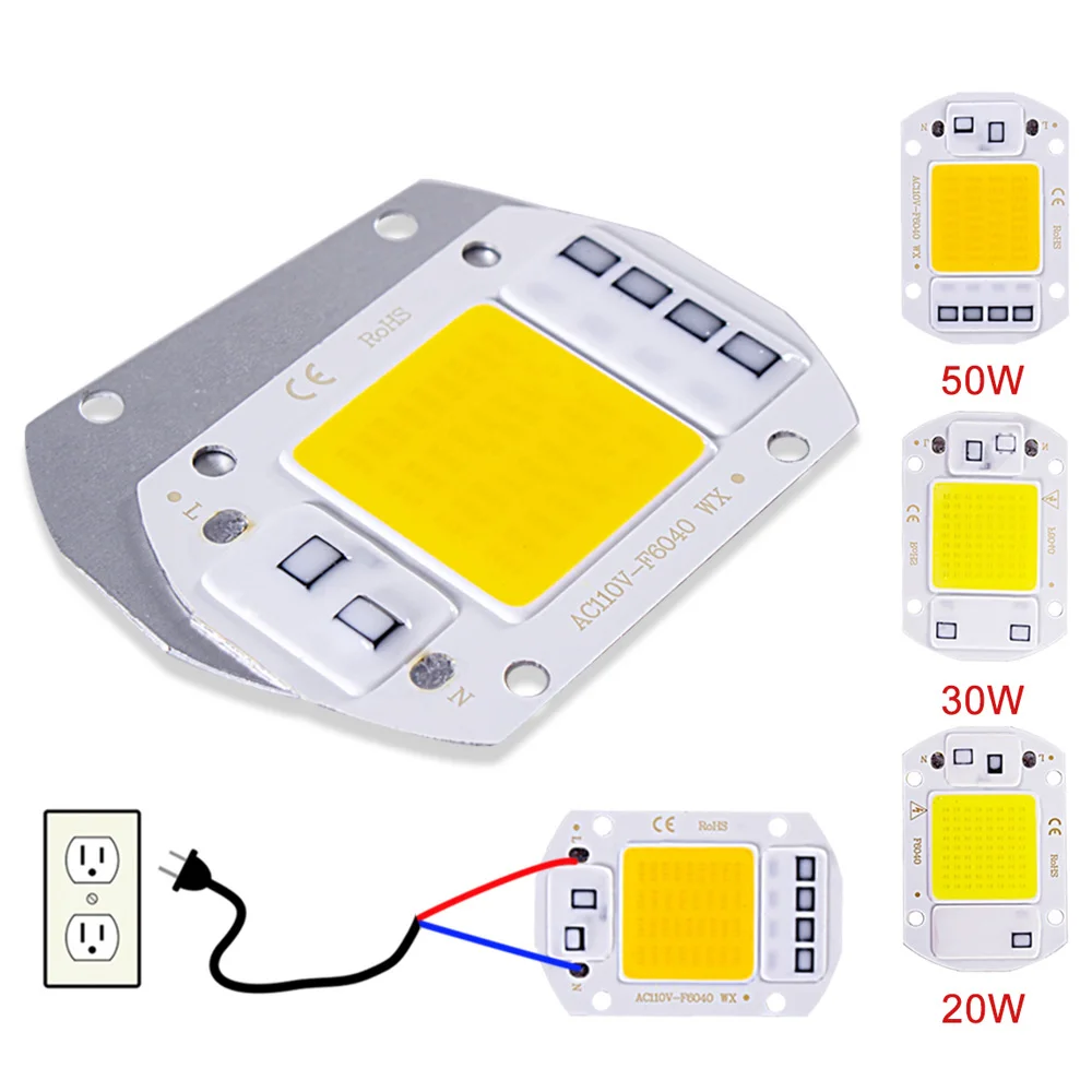 20W 30W 50W LED COB lamp Bead AC 220V IP65 Smart IC No Need Driver DIY Flood light Led Bulb Spotlight Outdoor Chip Lamp