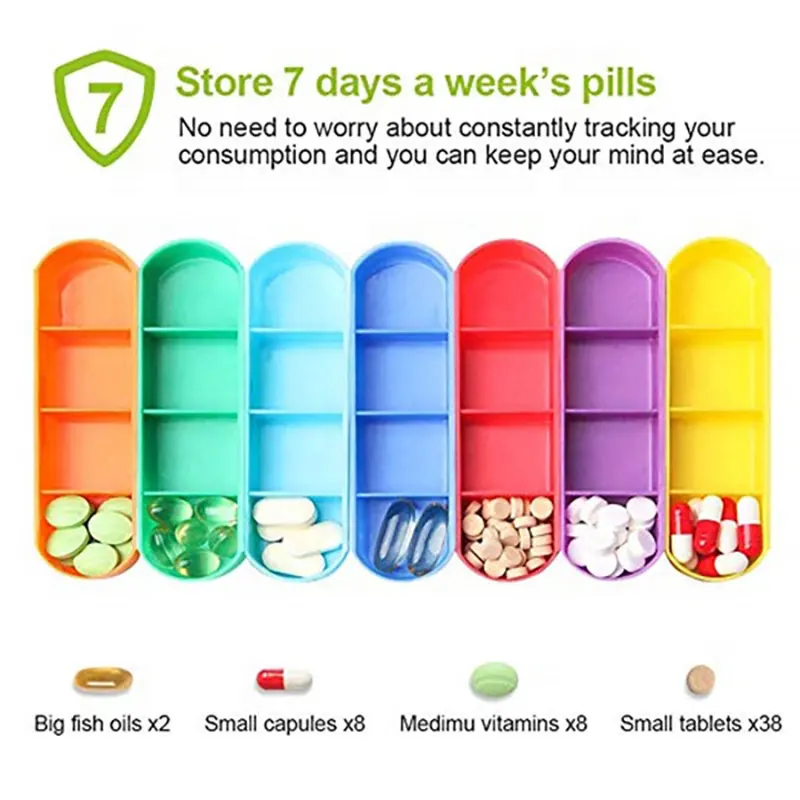 7 Days Daily Pill Box for Medicine French Holder Drug Case Tablet Container Waterproof Secret Compartments Weekly Pill Organizer