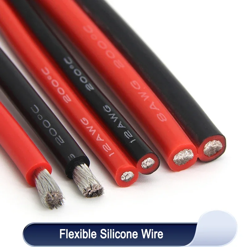 

1/5/10m Flexible Silicone Cable 26 24 22 20 18 16 14 12 10 8 6 4 2AWG Car Battery Automotive Line Heat-resistant Electrical Wire