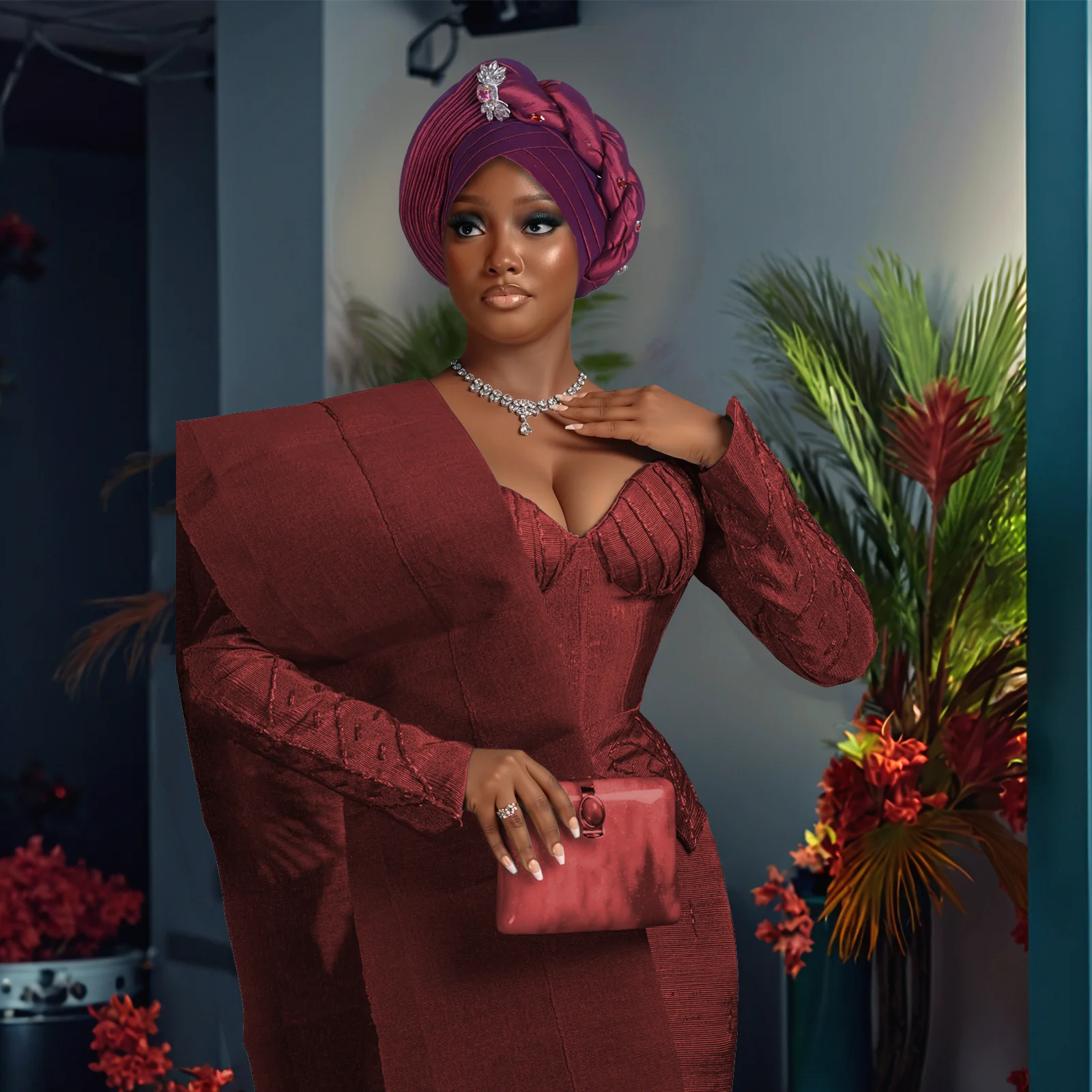 

Diamonds Turban Cap for Women African Lady Head Wraps Nigeria Auto Gele Headtie Wedding Party Headwear Turbante Mujer