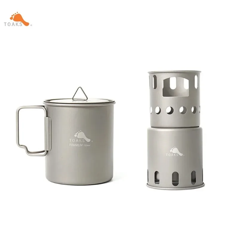 

TOAKS 750ml Pot and Wood Stove STV-12 Titanium Ultralight Set Outdoor Camping Hiking Equipment POT-750 & STV-12