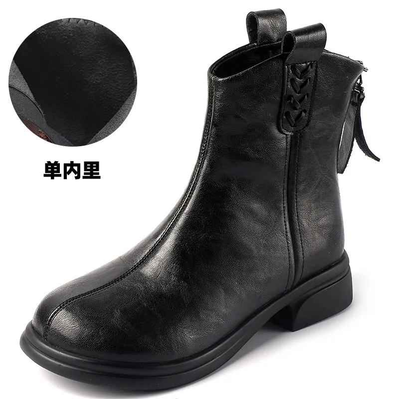 

ZXRYXGS Premium Sheepskin in-tube Genuine Leather Boots Single Back Zipper Women Boots 2025 New Autumn Winter Boots Large Size