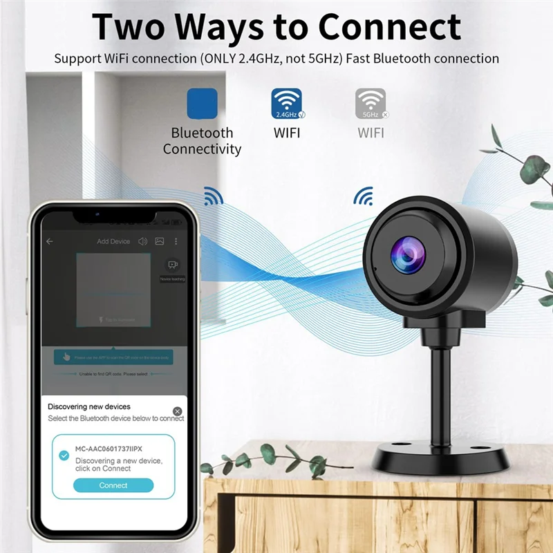 

T99C-крошечная камера для домашней безопасности, 1 шт., 2,4 ГГц, Wi-Fi, портативная камера на батарейках с ИК-ночным видением, обнаружение человека