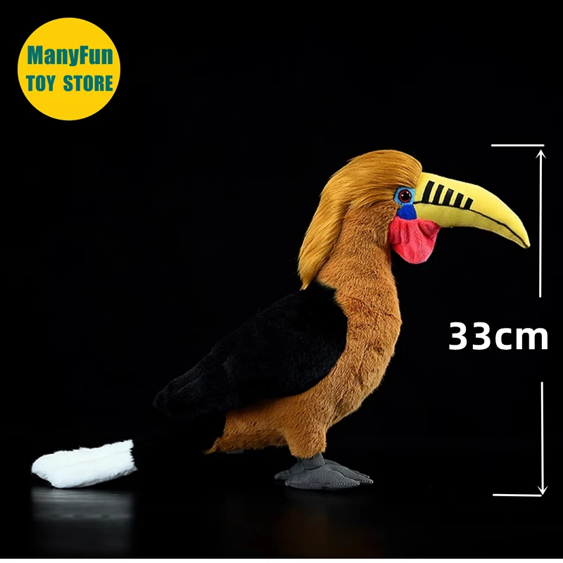 واقعية Rufous الرقبة Hornbill عالية الدقة الطوقان ألعاب من القطيفة نابض بالحياة Hornbill بلوشي محاكاة الحيوانات المحشوة دمية لعبة