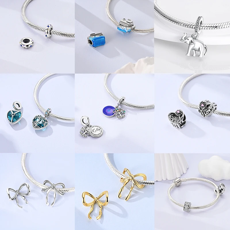 925 Sterling Silber Charm Herz Elefant Baum Reise-Perlenanhänger Passend für Europäische Armbänder DIY Damenschmuck Geschenk 2026 – Detail 6