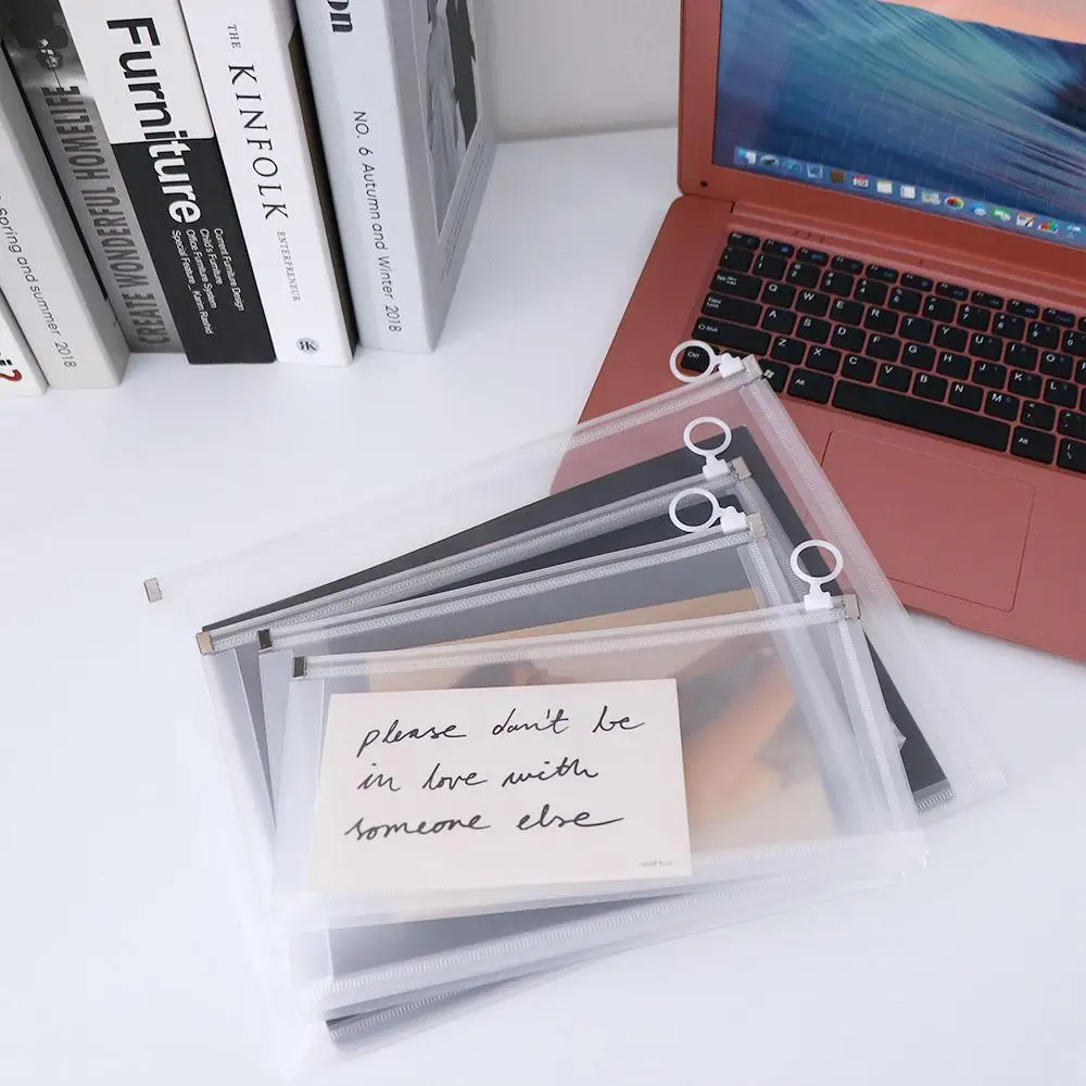 Products PVC Zipper Pouch Binder Bag Zipper Folders Desk Storage Office File Holder Document Bag School Folder Binder Pockets
