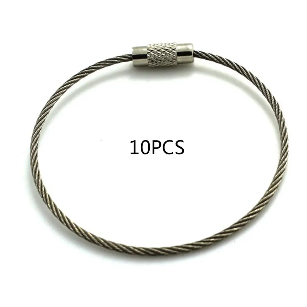 2021 NEW Stainless Steel Covered Rubber Wire Rope Wire Ring Key Ring Stainless Steel Key Ring Pan Utility Keychain