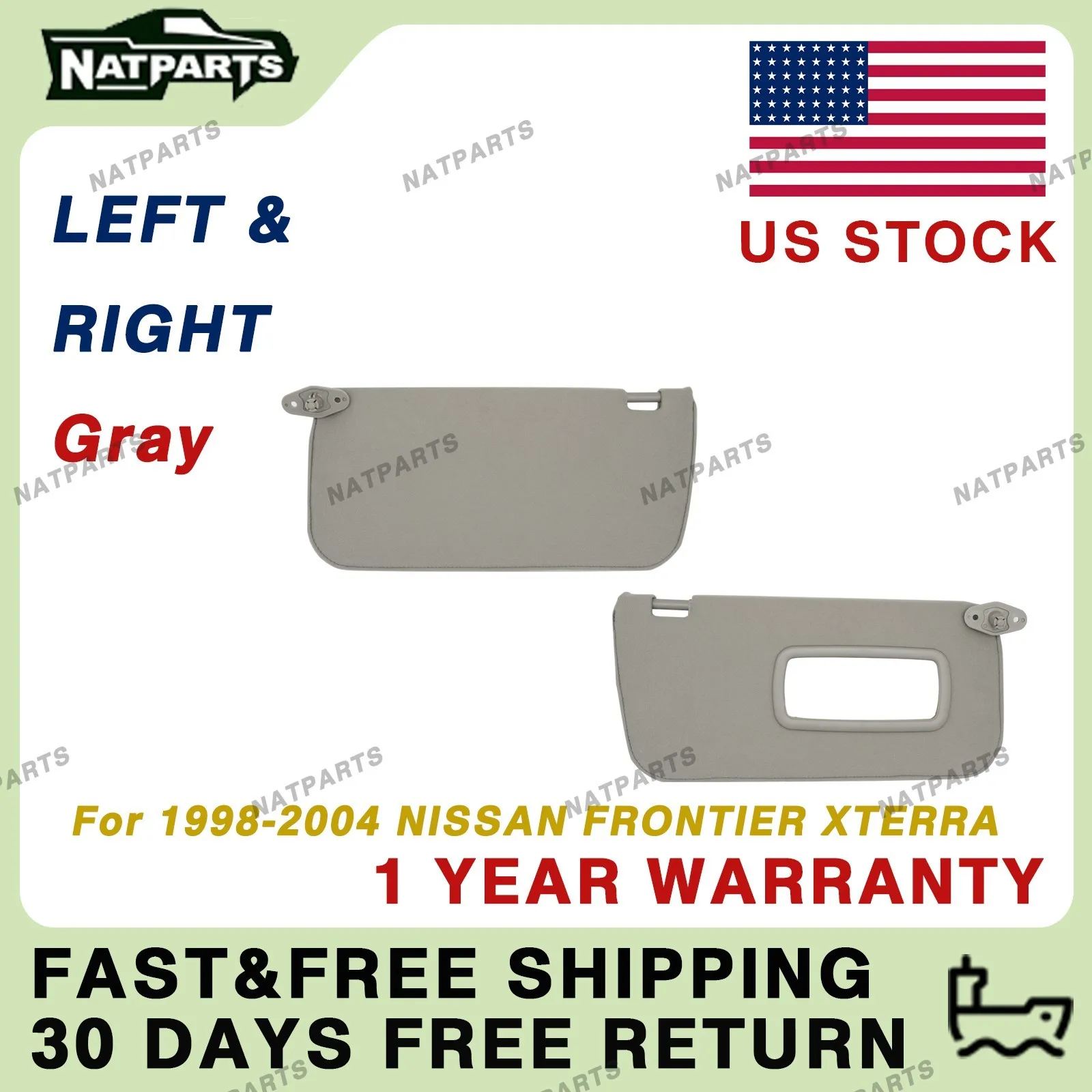 

Pair Gray Sun Visor for Nissan Frontier Xterra 1998-2004 964017Z823 964007Z823