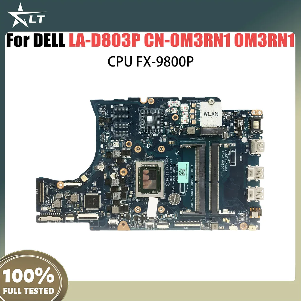 

LA-D803P Notebook Mainboard For DELL LA-D803P Laptop Motherboard CPU FX-9800P DDR4 100% Test OK