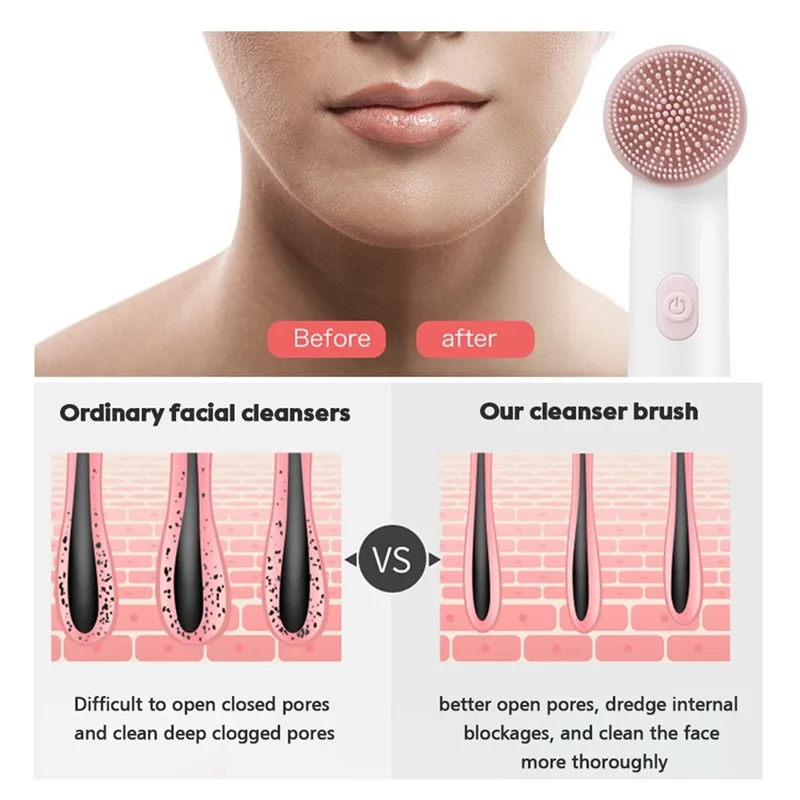 A97G Electric Silicone Facial Cleansing Brush Skin Care Peeling Blackhead Removal Pore Cleanser Face Massager Device