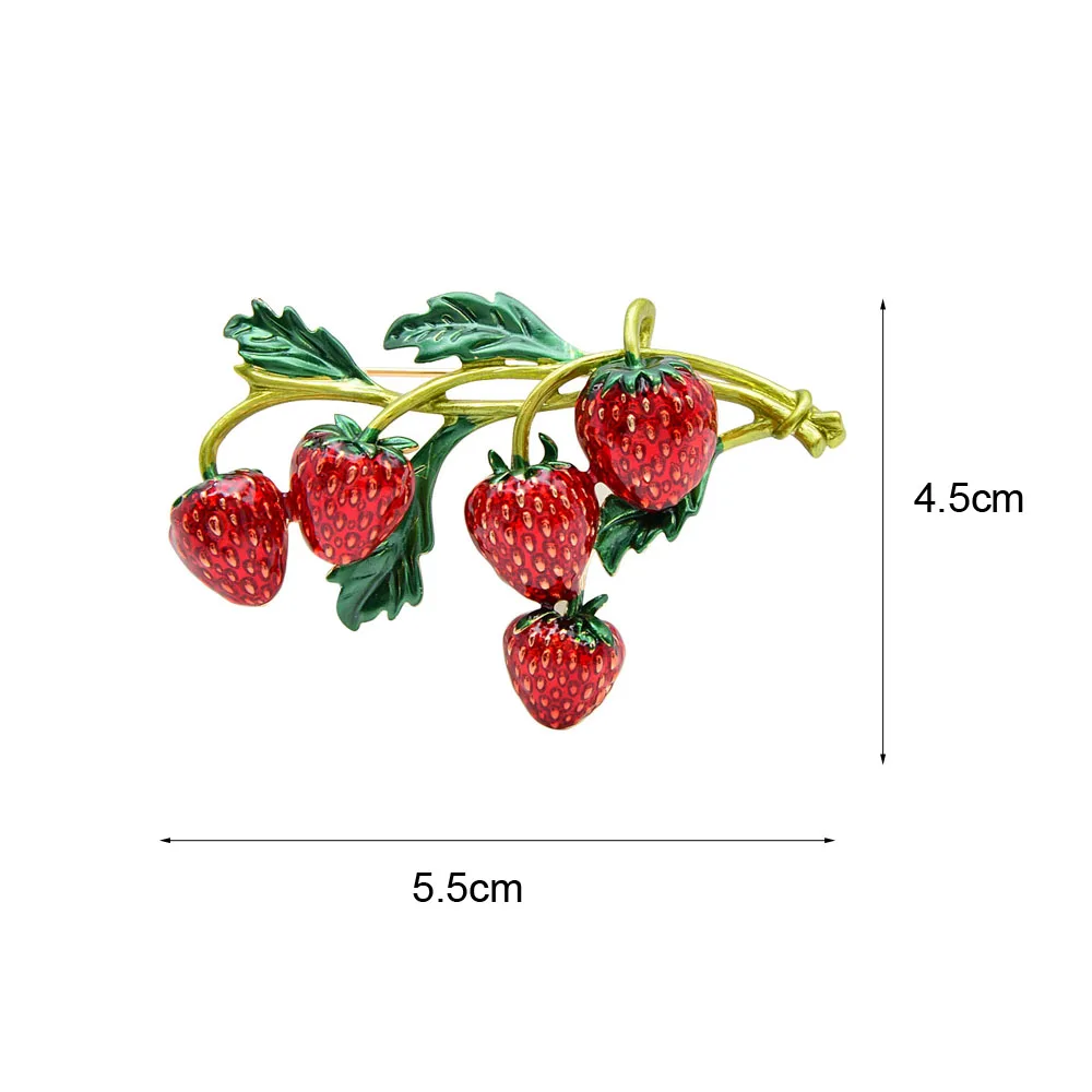 CINDY XIANG-여성용 에나멜 딸기 브로치 레드 컬러 핀, 식물 디자인 귀여운 고품질 쥬얼리 여름 스타일