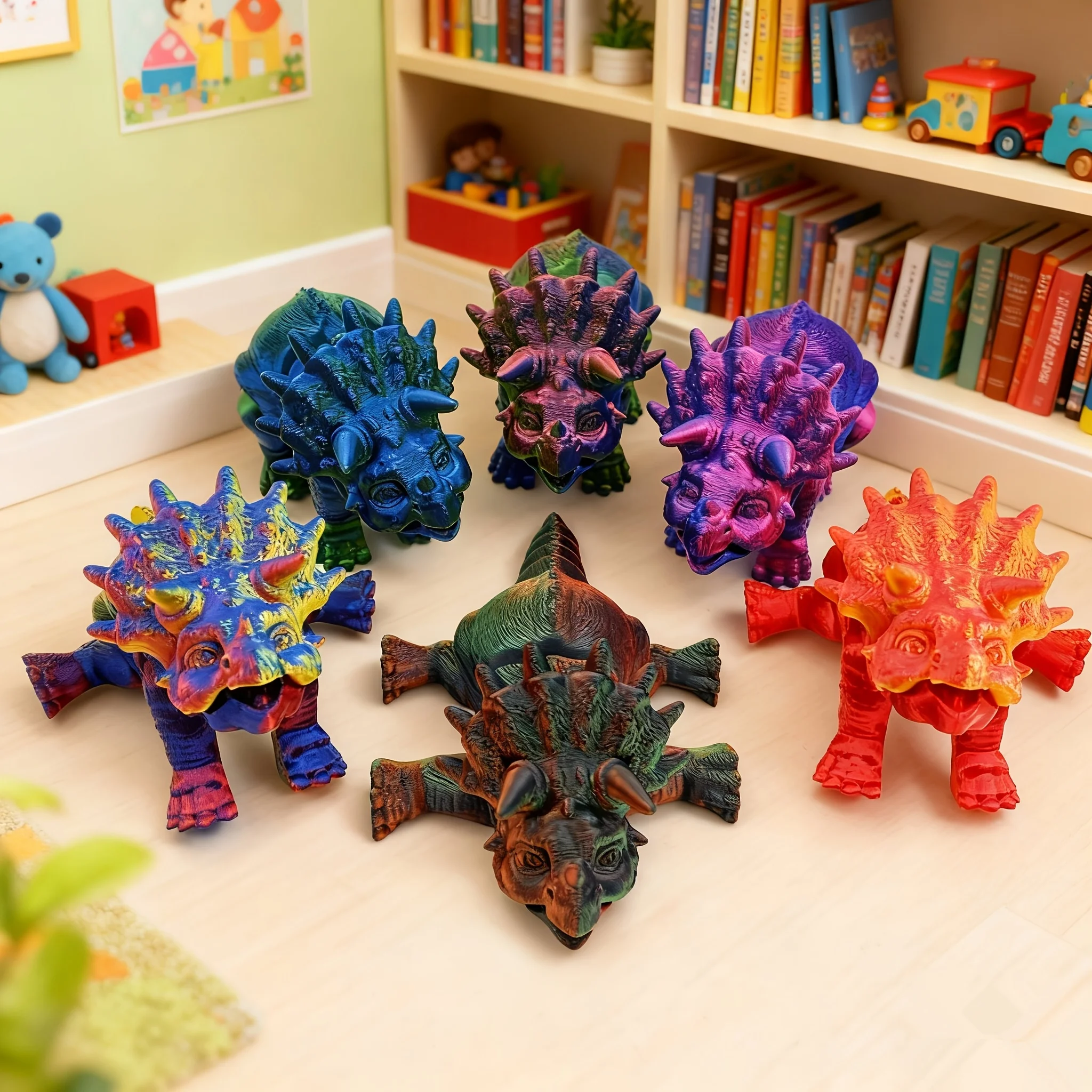 3D Printed Gradient Triangular Dragon Model with Free Swinging Triangular Dragon Sculpture Creative Model Ornament