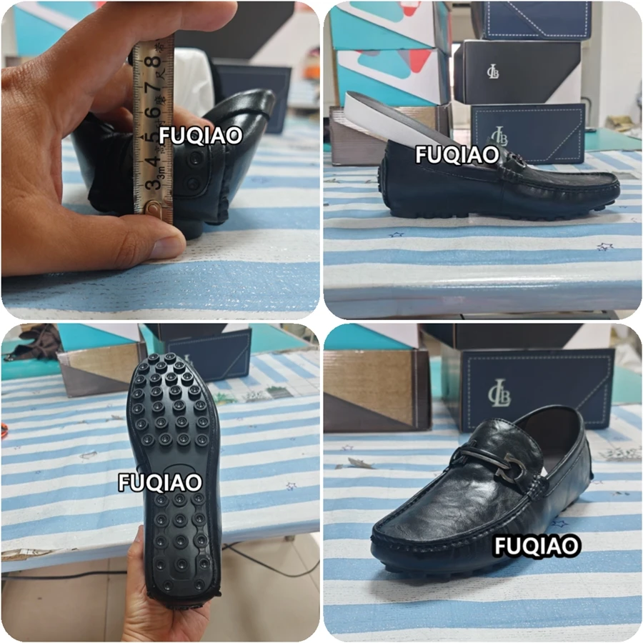 Unisex Plus Size Height Increasing Loafers 4.5cm Hidden Elevator Leather Shoes Soft Comfortable Slip On Business Casual Shoes