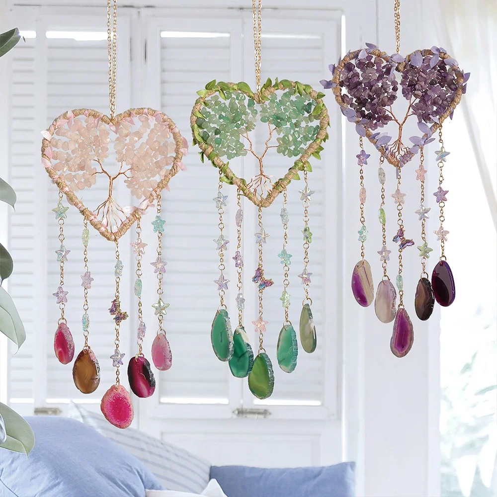Crystal Pendant Tree of Life Agate Piece Crystal Pure Handmade Bedroom Living Room Handicraft Atmosphere Decoration Home Decor