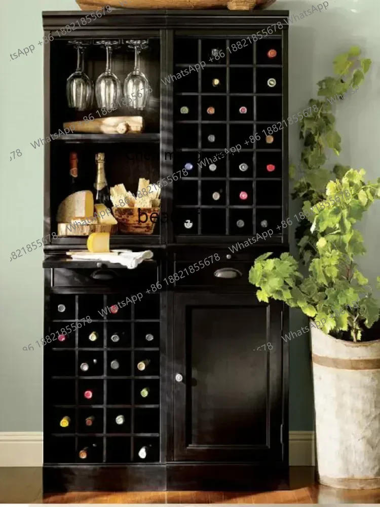 

D178 yh New Light Luxury Solid Wood Home Wine Cabinet Combination Sideboard Cabinet Tea Cabinet Locker