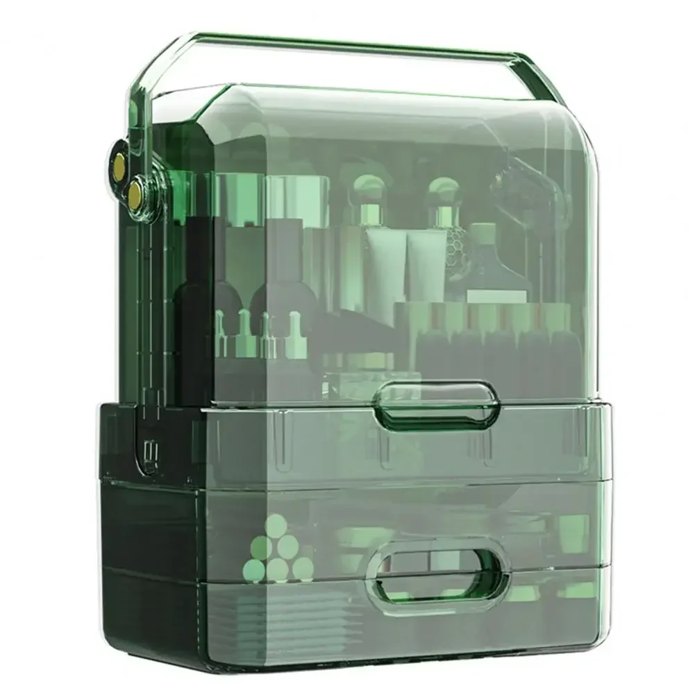 

2025New Dustproof Moistureproof Space Saving Desktop Container Holder Makeup Storage Box Makeup Organizer Box for Bedroom