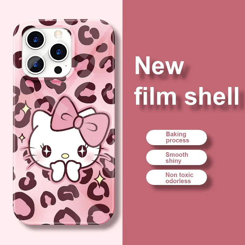 S-Sanrio Cute Hello Kitty for Phone Case for iPhone 16 15 14 13 12 11 Pro Max XS XR XSMax 6 7 8 Plus Glossy HD Hard PC Cover