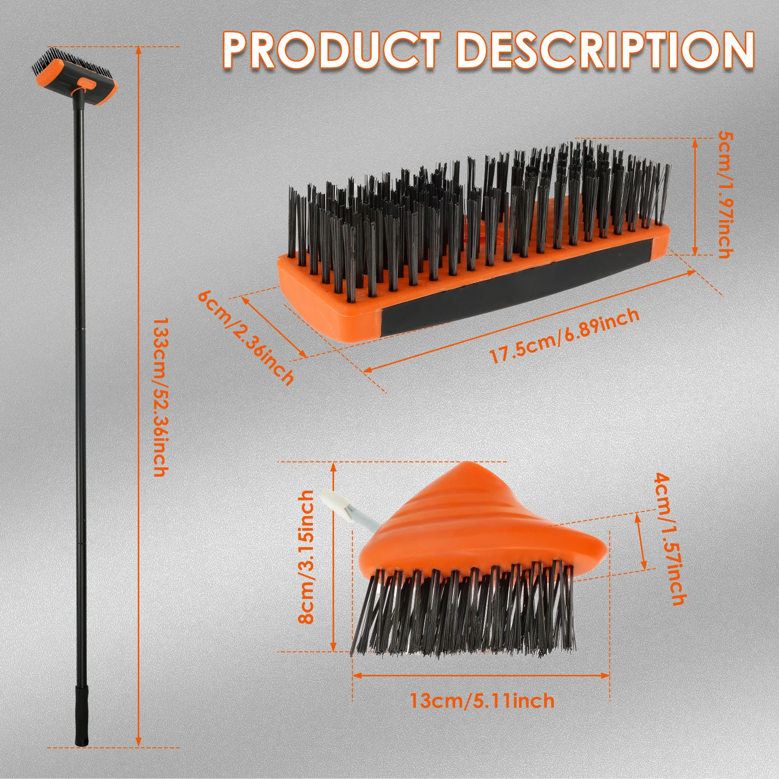 Weed Brush Patio Weed Brush Remover Tool Manual Crevice Weeding Tool Moss Weed Remover Puller Tool Long Handle 2 Weed Brush Head