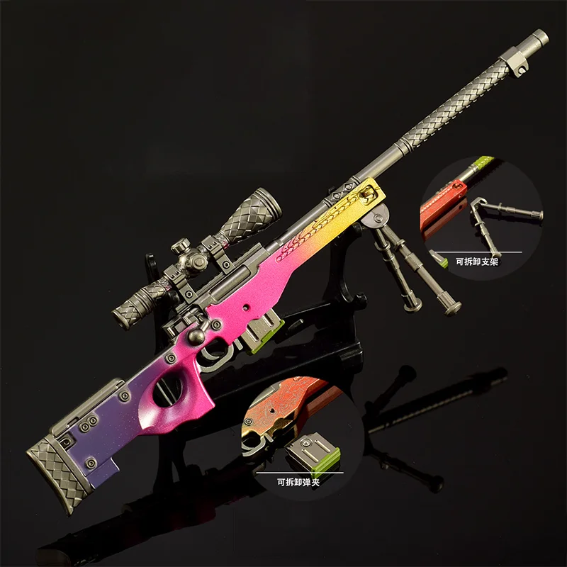 Rifle de francotirador AWP de 22cm, juego de Color degradado Legend of The Dragon, colección militar, modelo de pistola, adornos artesanales totalmente metálicos, regalos