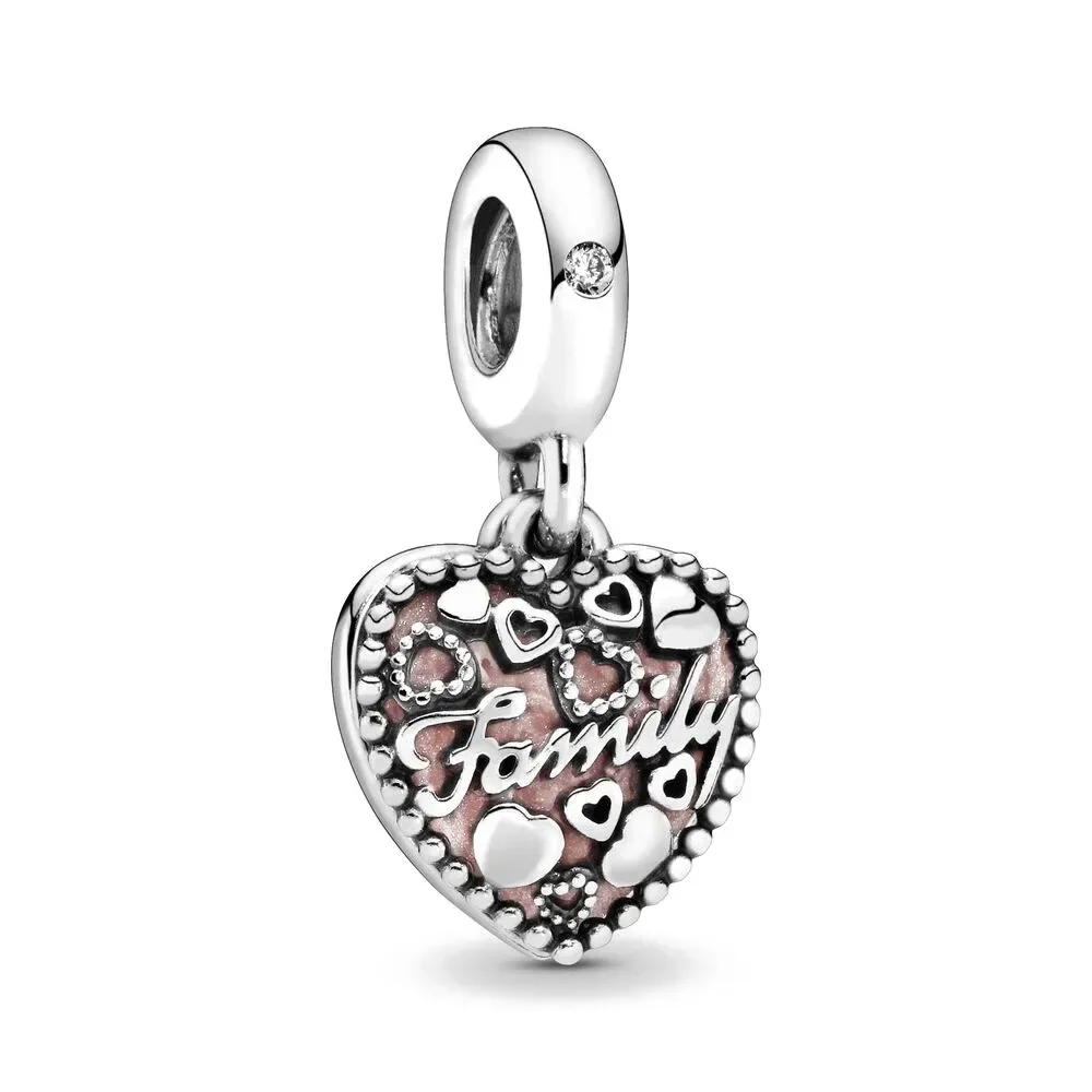 Original 925 Sterling Silver Charms Beads para Mulheres, Lua e Estrela, DIY Pulseira, Sweet Home, Família, Menina, Menino, Presente da jóia