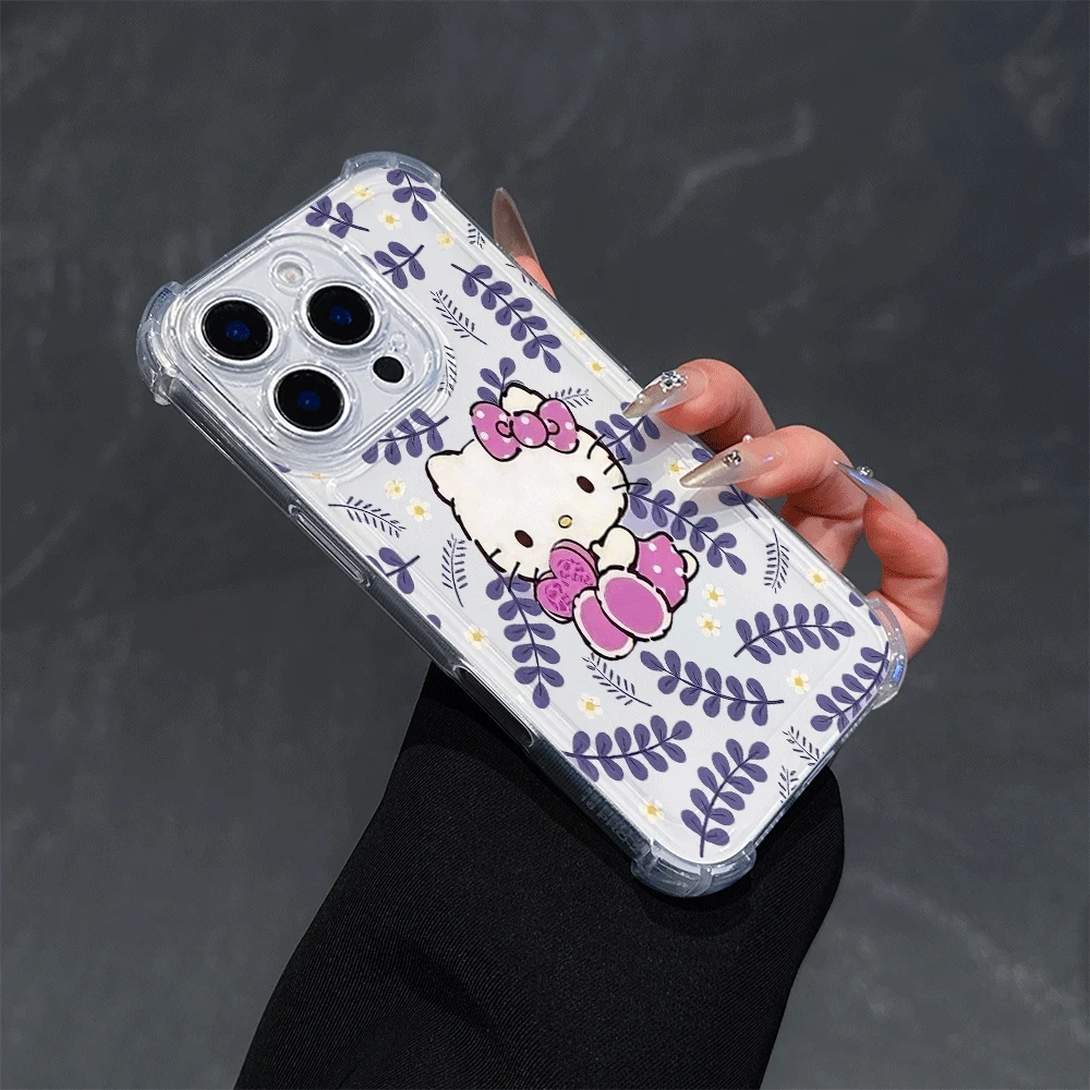 

Прозрачный чехол Sanrio для телефона IPhone 16 Pro Max IPhone 16/15/14/13/12/11/x/xs/xs Max, женские чехлы для мобильных телефонов Hello Kitty, милые